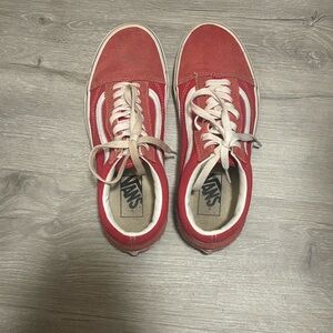 Vans Red and White Suede Sneakers